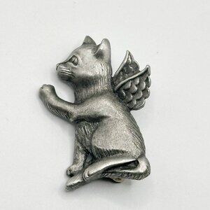 L Razza Guardian Angel Cat With Wings Pin Brooch